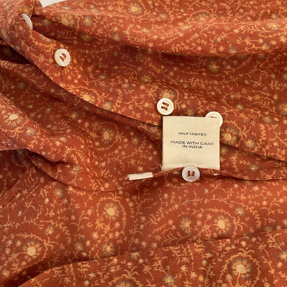 Doen Rust Paisley Ruffle Blouse - Picture 6 of 8